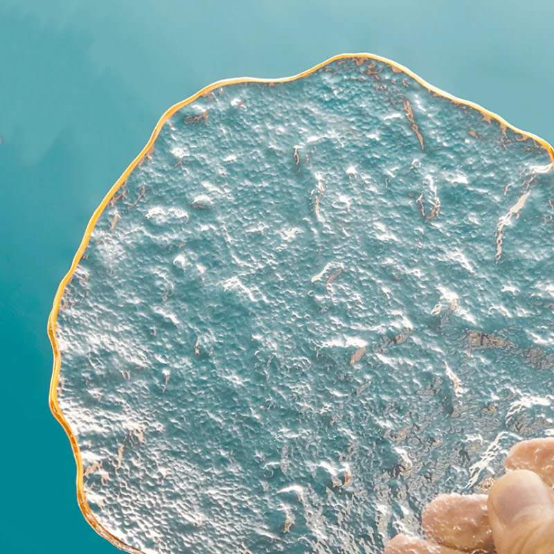 Стеклянная тарелка с золотой инкрустацией контейнер для хранения еды блюда