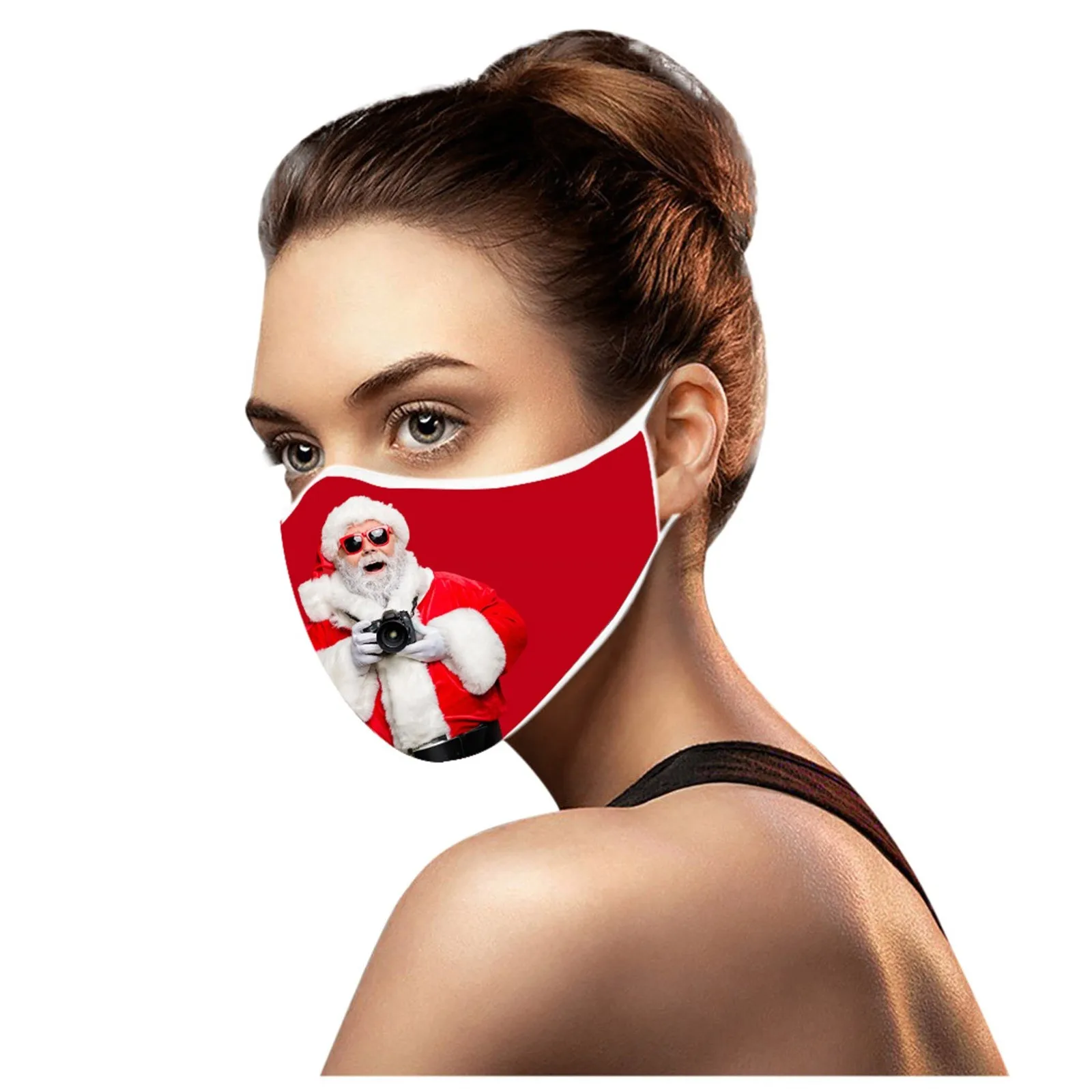 Рождественская маска для лица с 3D принтом моющаяся многоразовая хлопковая