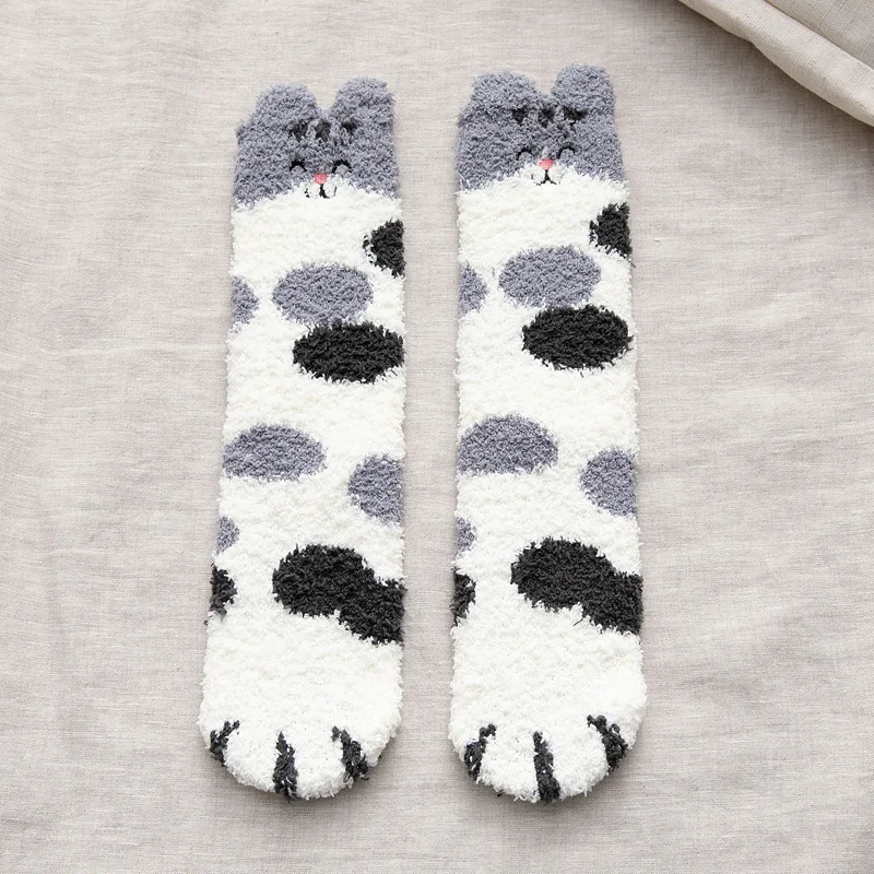 Мягкие матовые толстые зимние новые теплые женские носки для пола с милыми