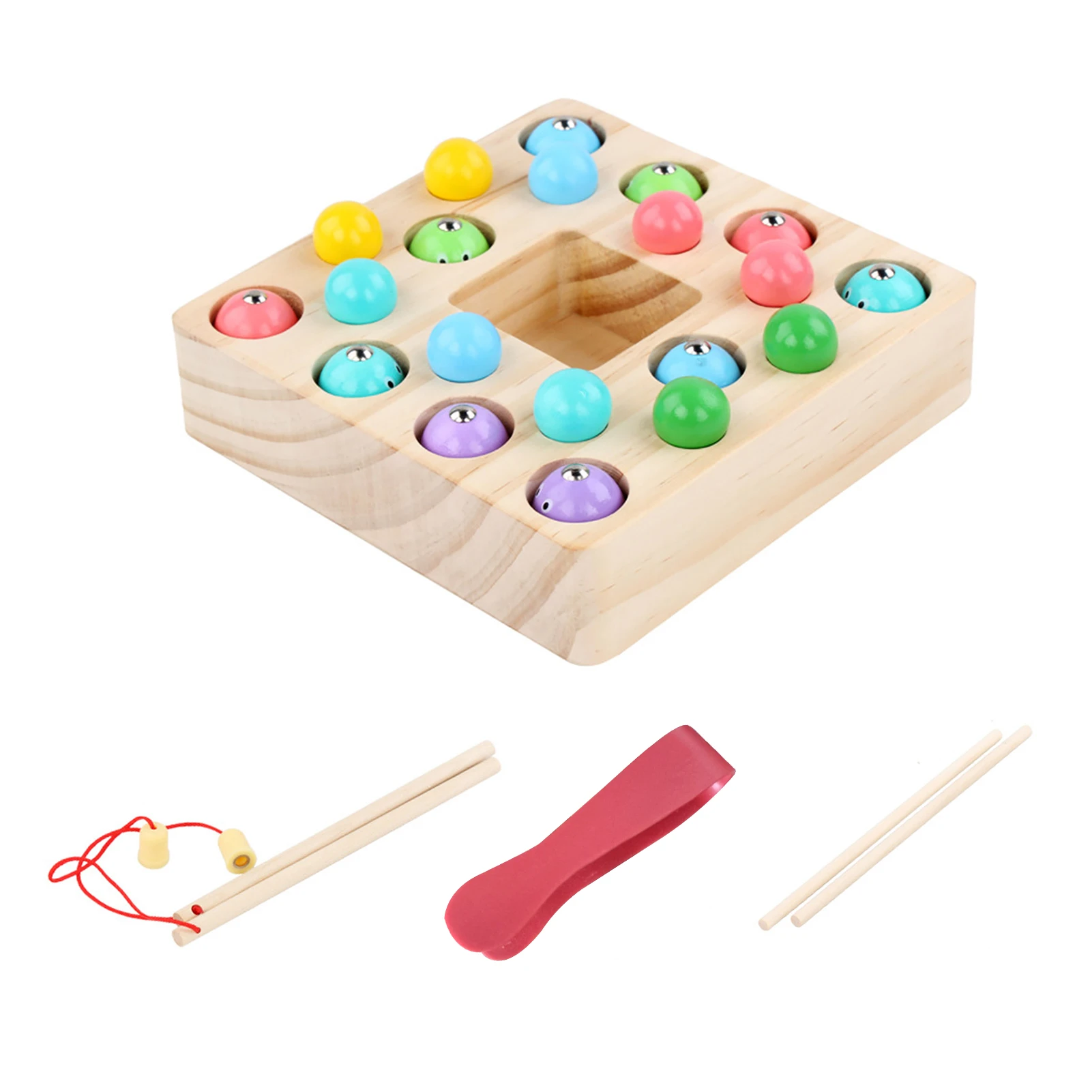 

Wooden Fishing Game Set Hand Eye Coordination Magnet Pole Early Education Gift With Clamp Chopsticks For Kids Montessori Toy