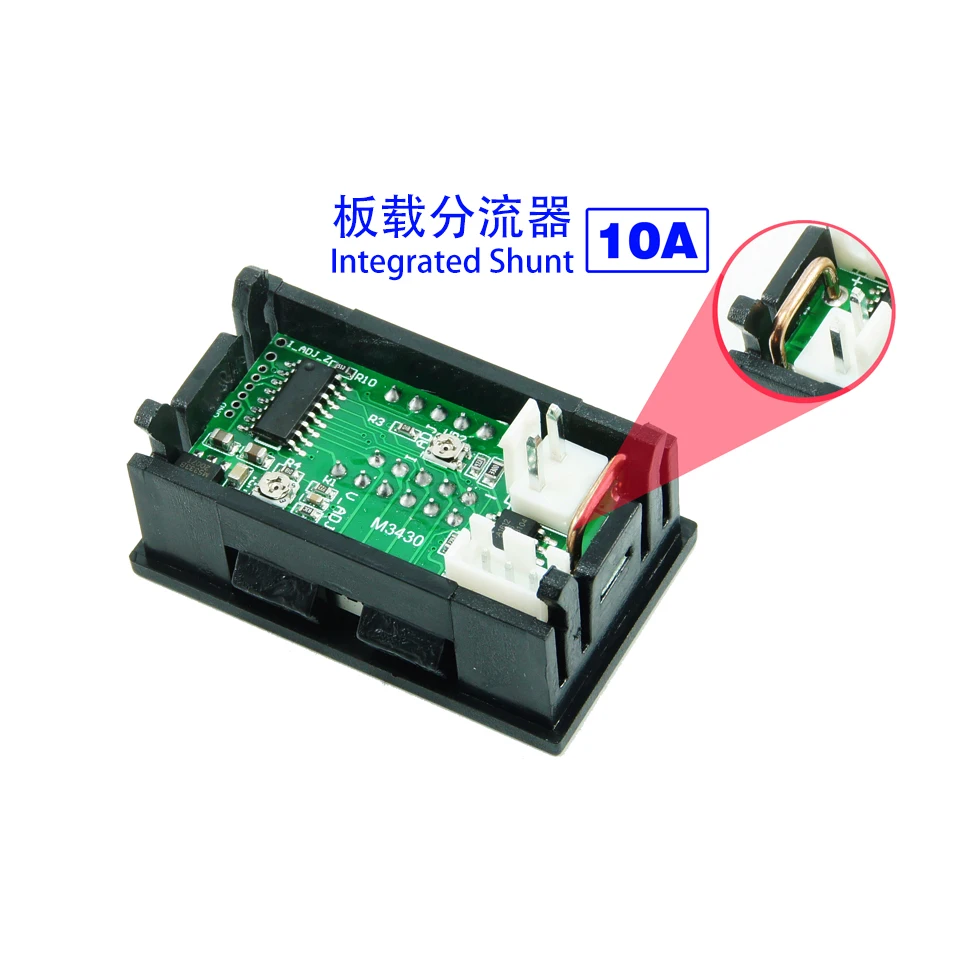 0,56 pulgadas Mini Digital voltímetro amperímetro DC 100V 10A Panel Amp voltios medidor de corriente de voltaje de 0,56 