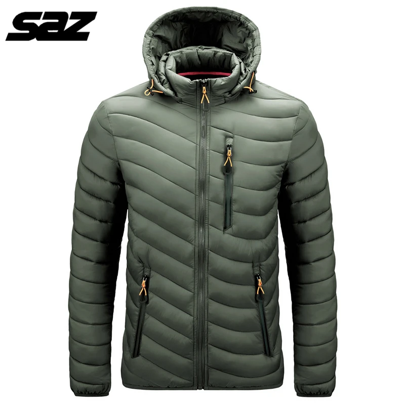 

SAZ Warm Jacket Men Windbreaker 2021 Latest New Spring Autumn Hooded Soft Parkas Men's Fashion Casual High Quality Jacket Coat
