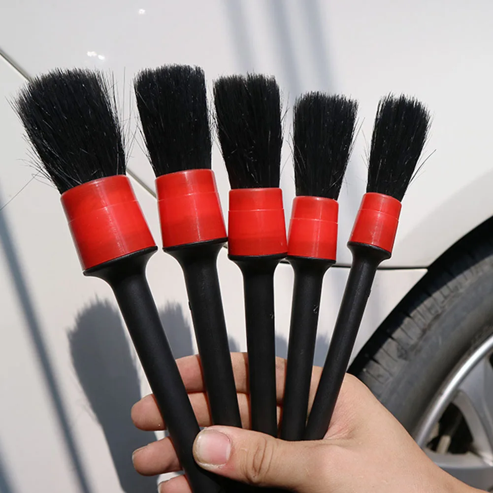 

5pcs/set Detail Brush Universal Hanging Hole Accessories Crevices Multifunctional Plastic Round Tool Car Wash Cleaning Auto
