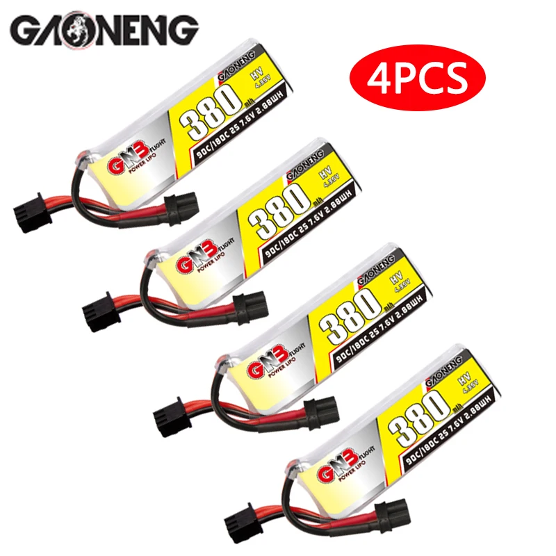 4 шт. литий-полимерный аккумулятор Gaoneng GNB 380 мА · ч 2S 7 6 В HV 90C/180C с разъемом XT30 для