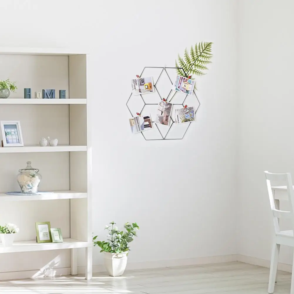 Скандинавские Ins шестиугольная сетка из кованого железа красная фото настенная