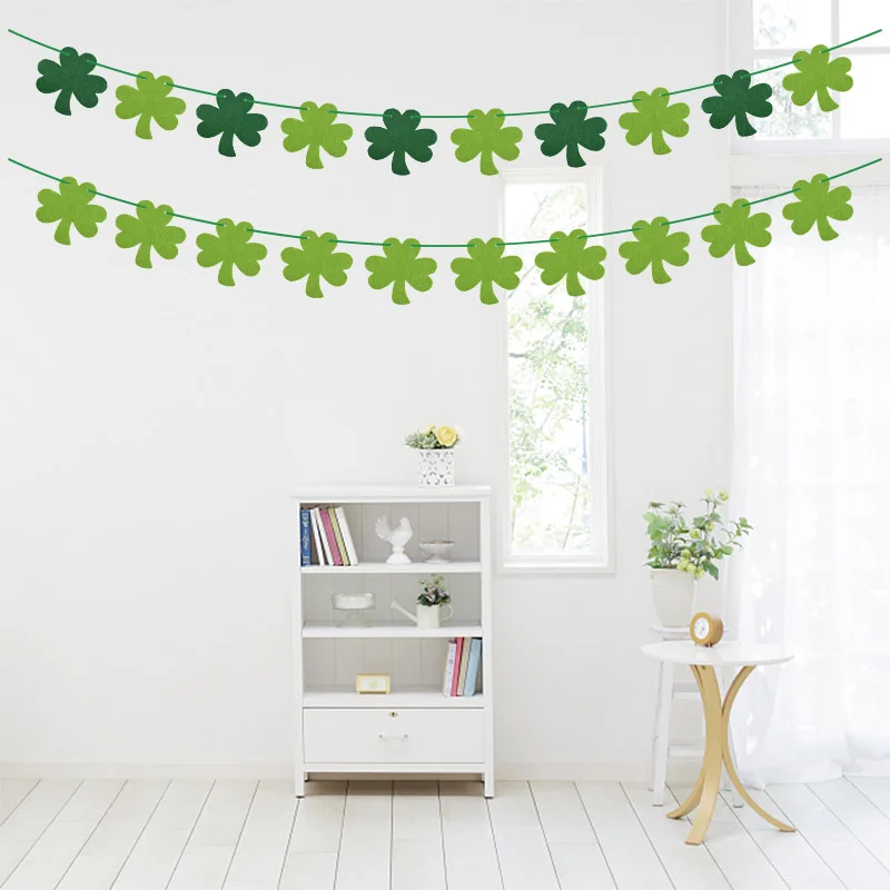 

Creative New Four Leaf Clover Pull Flower Bunting Handmade Green Pendant Hanging Garland For Kids Room Nursery Party Decoration