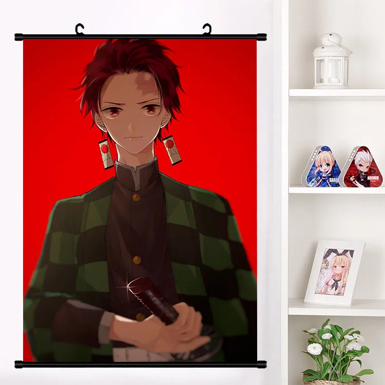 B Аниме Demon Slayer: Kimetsu no Yaiba Hashibira Kochou Shinobu Kanroji Kamado настенный плакат с прокручиванием домашний декор - Цвет: B