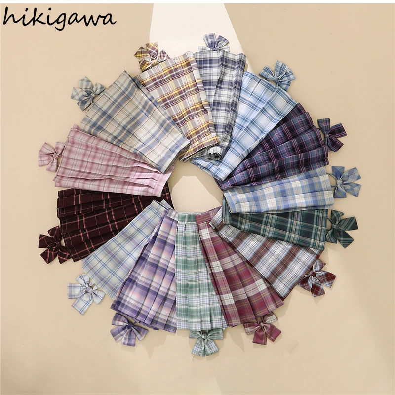 

Hikigawa Y2k Pleated Skirts Female Japan A Line Mini Skirt Women Plaid Korean Fashion 2021 Summer Faldas High Waist Mujer Falda