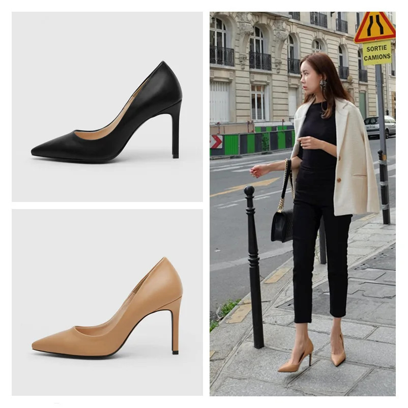 Туфли лодочки женские с острым носком классические туфли на высоком каблуке