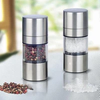 2pcs manual salt pepper mill grinder stainless steel portable mill seasoning muller kitchen tools spice pepper mill machine