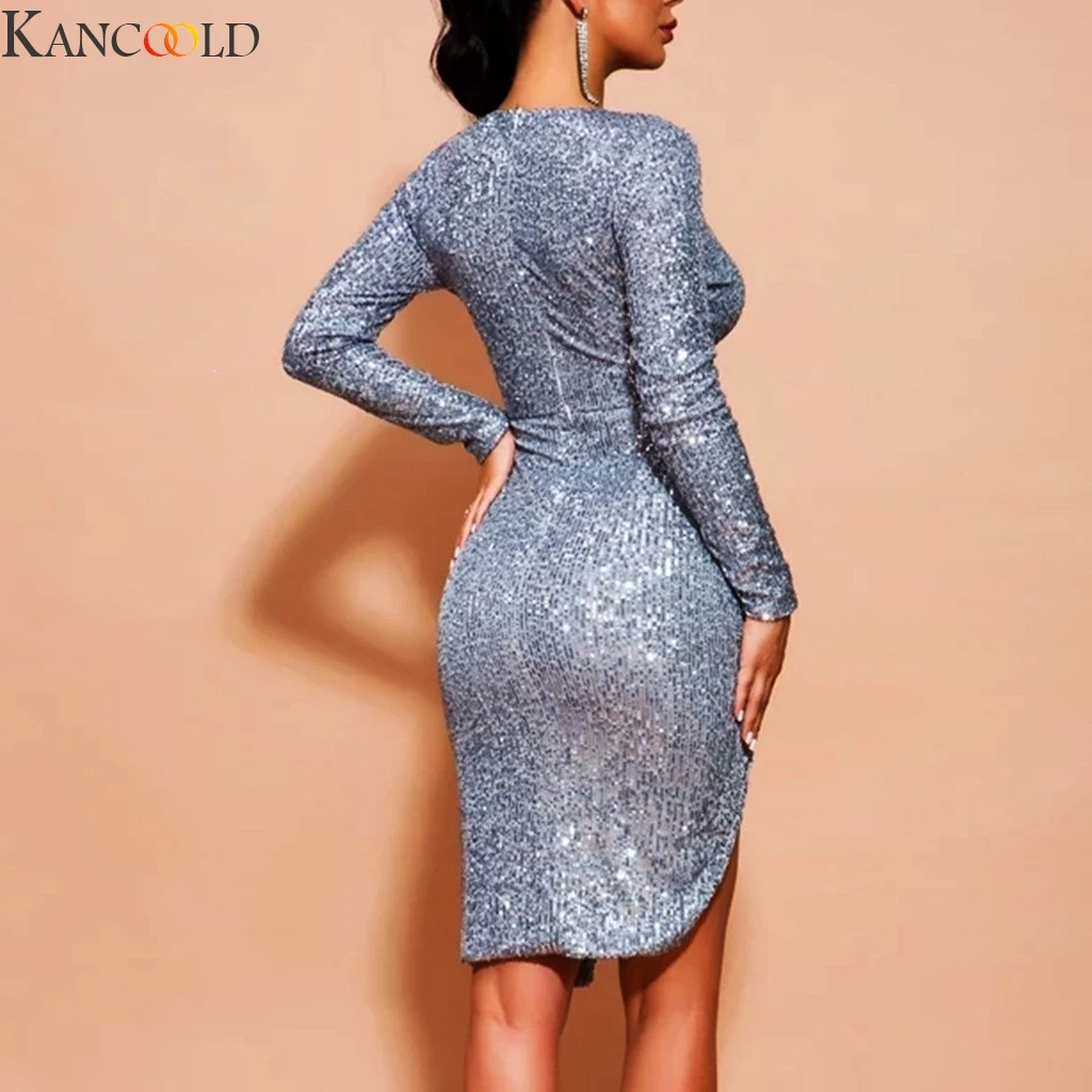 Женское винтажное платье до колена облегающее золотистое/серебристое с