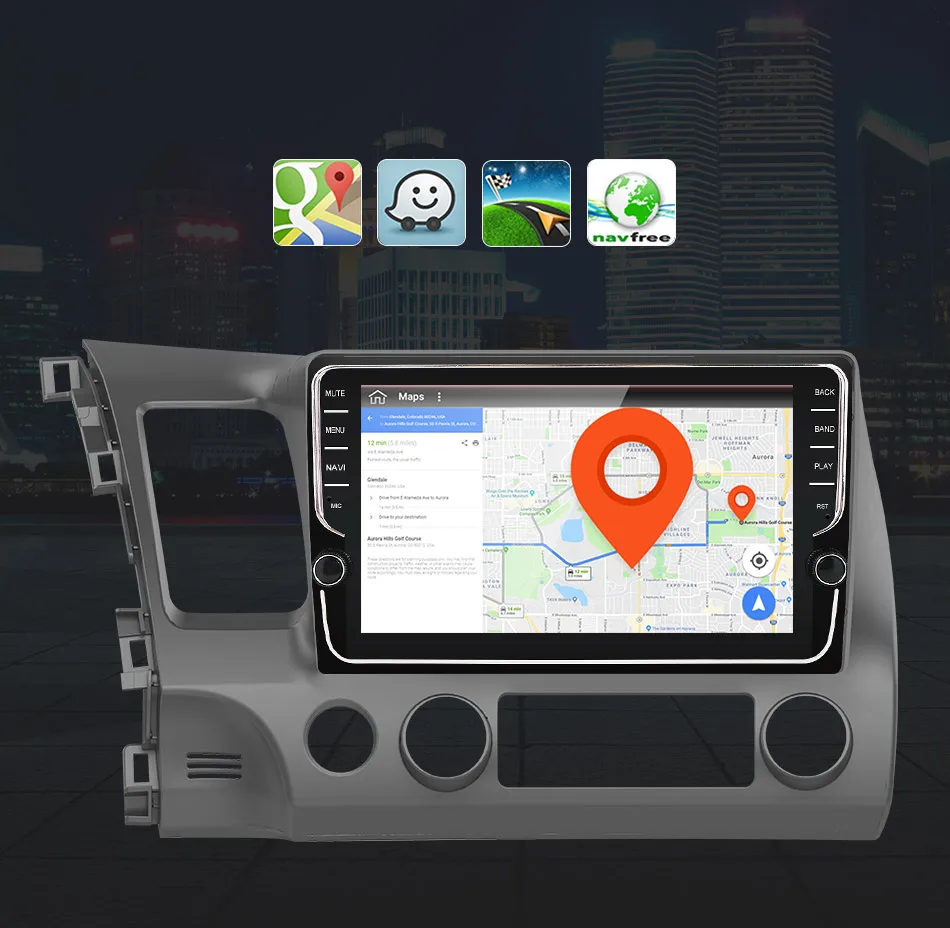 Eunavi 4G+ 64G 2 DIN ips Android 9,0 автомобильный Радио Мультимедиа Видео плеер gps для Honda Civic 2006-2011 2din автомобильный ПК 9 дюймов без dvd