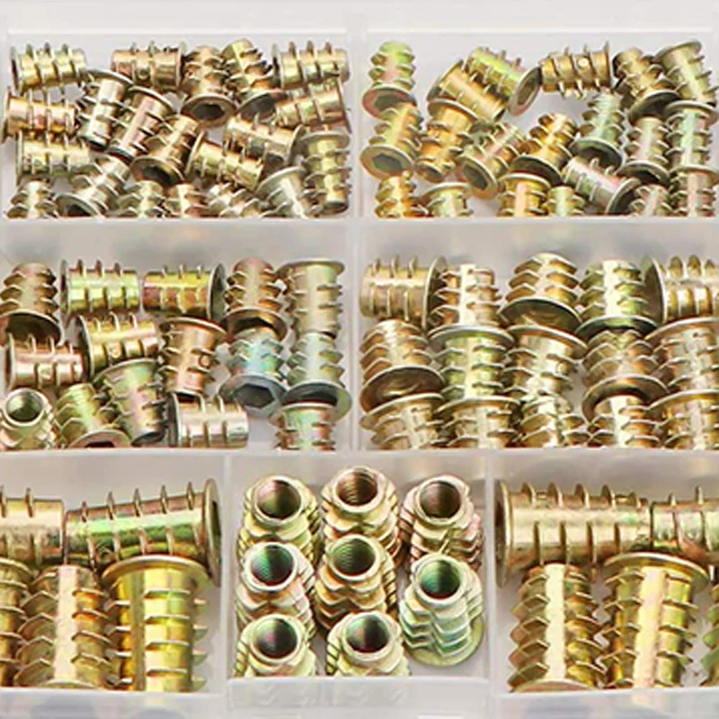 

Threaded Inserts Nuts, Wood Insert Assortment Tool Kit, M4/M5/M6/M8 Furniture Screw Inserts Bolt Fastener(165 PCS)