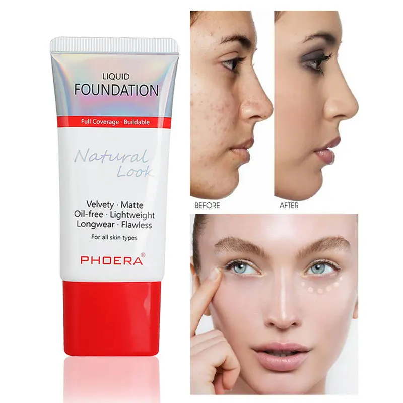 PHOERA Mineral Touch Oil Control Matte Skin-Friendly Liquid Foundation Makeup Full Coverage 24Hour Long Lasting TSLM1 |