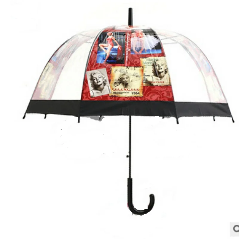 Женский зонт с длинной ручкой и дождем прозрачный зонтик из ПВХ в виде грибов|long