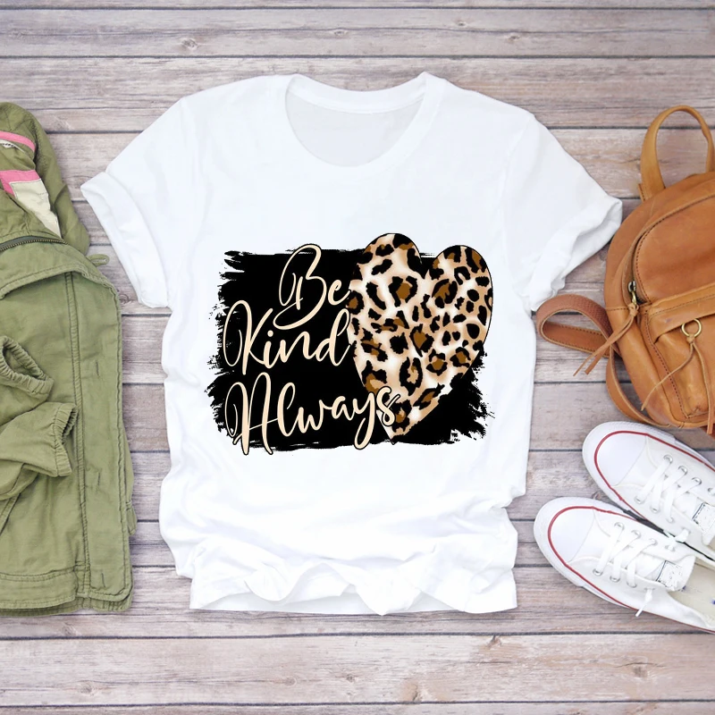 Женская Повседневная футболка с леопардовым принтом 90s модная женская