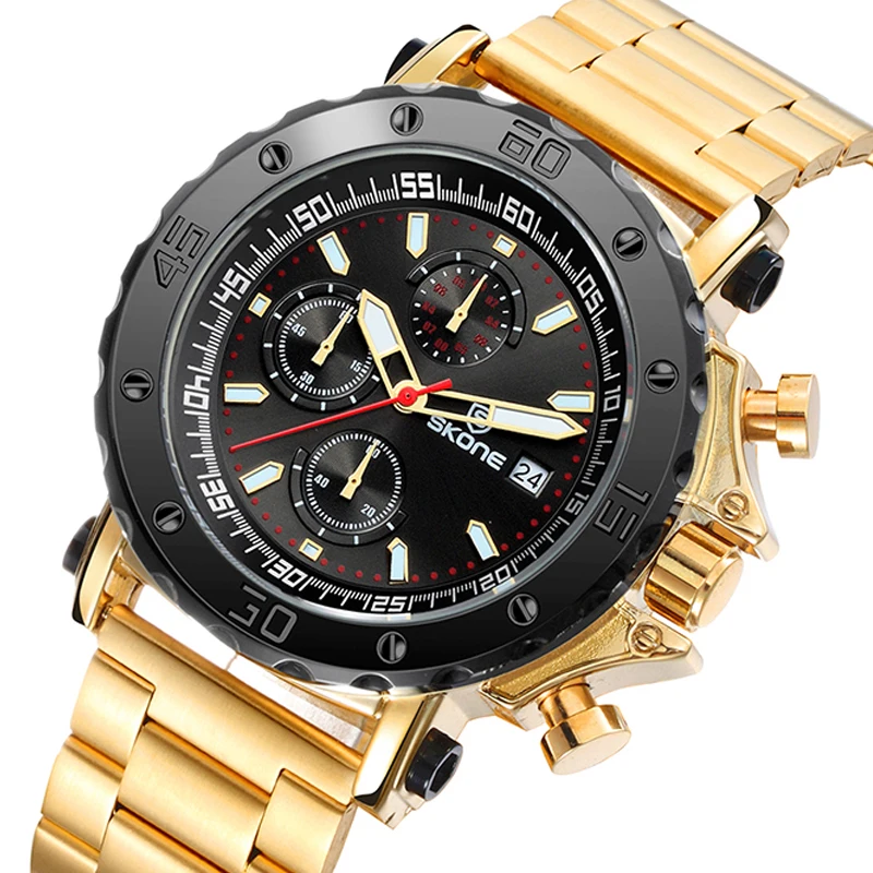 Часы наручные SKONE Мужские кварцевые брендовые люксовые модные с ремешком из
