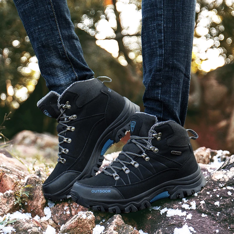 

Winter Men Boots Warm Fur Men Snow Boots Winter Outdoor Men Work Shoes Fashion Shoes for Non-slip Men Ankle Boots Men's Footwear