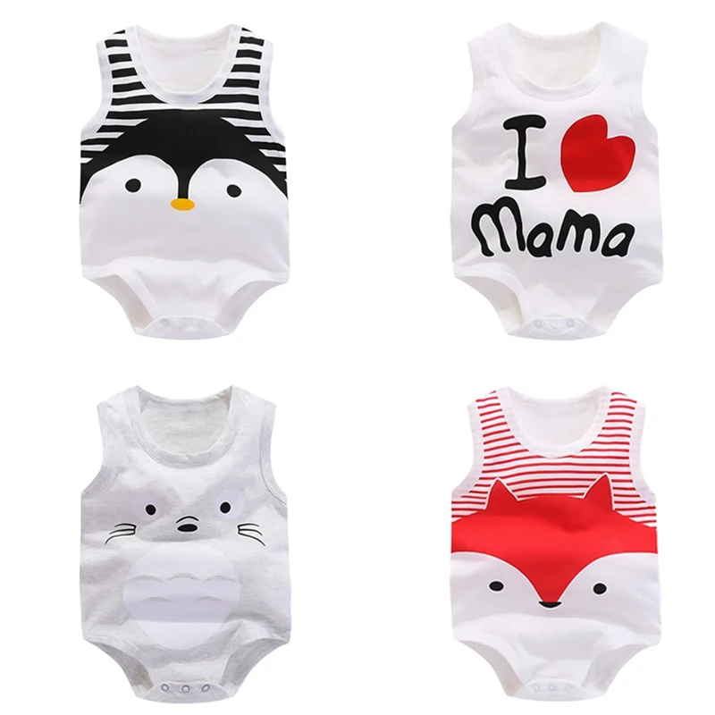 Summer Baby Newborn Rompers 100% Cotton One Piece Jumpsuits Infant Overalls Romper Clothes Buckle Pajamas Breathable Onesies