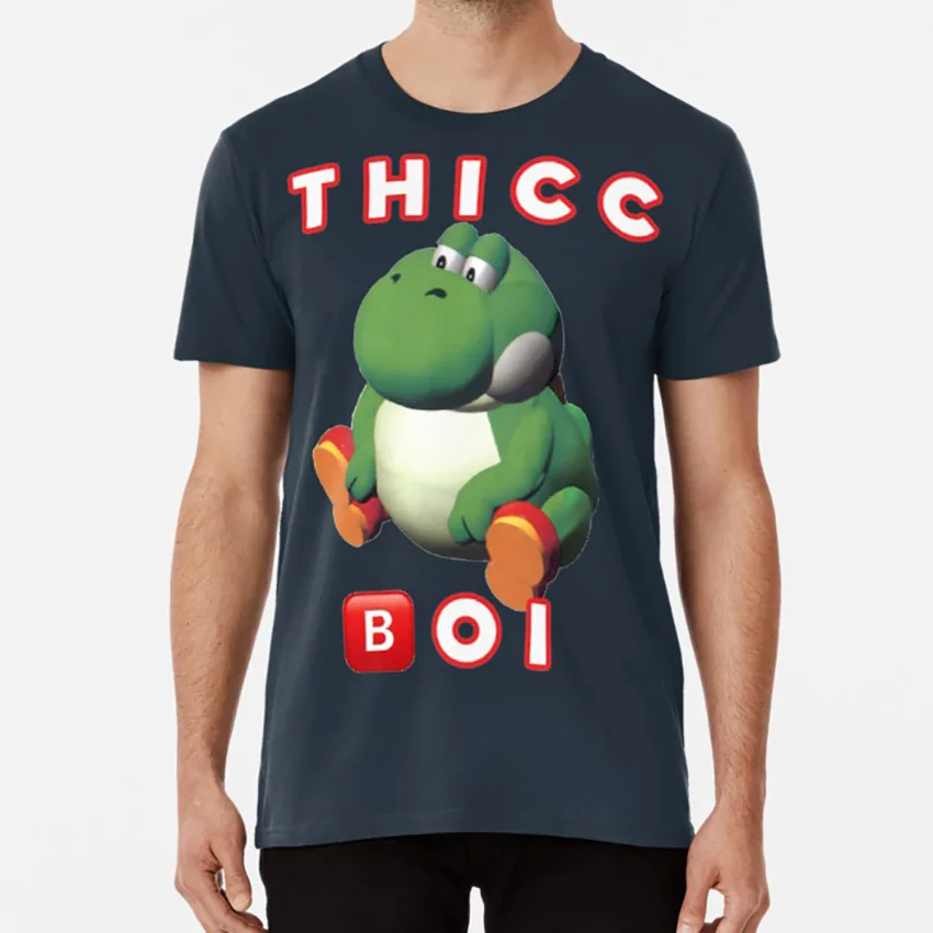 Тёмно-синий Fat Yoshi Thicc футболка yoshi meme thicc boi fat yoshi большая Йоши Марио игры видеоигры - Цвет: Тёмно-синий