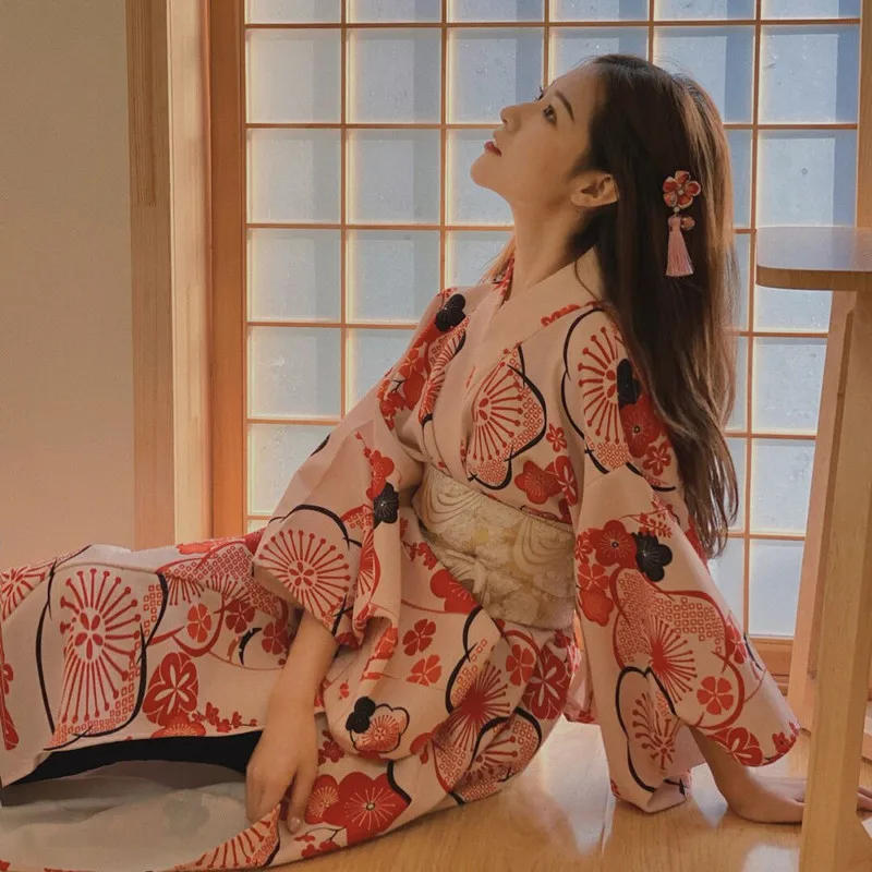 Женское традиционное кимоно элегантные халаты в японском стиле с принтом Оби