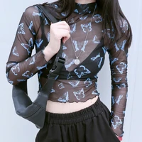 cheap wholesale 2021 spring summer new fashion casual see through woman t shirt lady beautiful nice women tops female ay1583