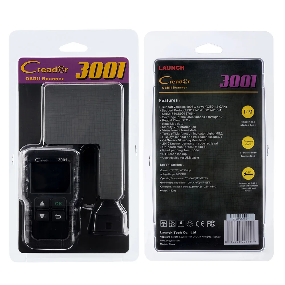 LAUNCH X431 Creader 3001 OBDII OBD2 считыватель кодов Поддержка Full OBD 2 EOBD функция CR3001