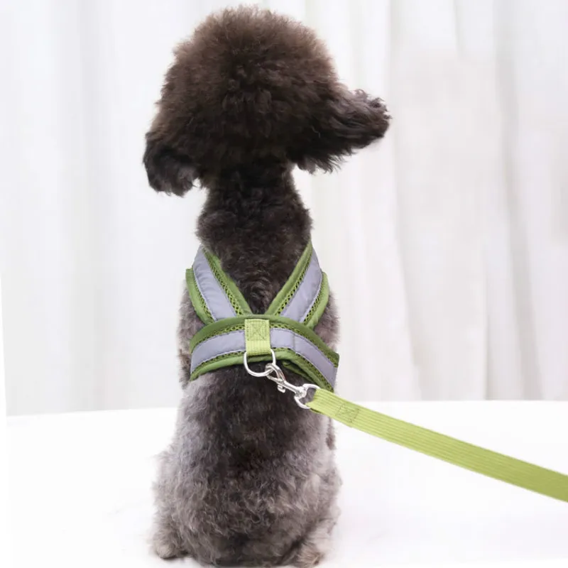 

Army Green Reflective Mesh Chest Strap Leash Dog Safety Breathable Small Medium Large Dog Cat Pet Products