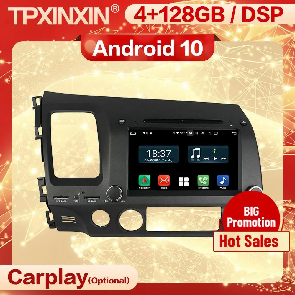 128G Carplay 2 Din Android стерео приемник для Honda CIVIC 2006 2007 2008 2009 2010 2011 Видео Радио