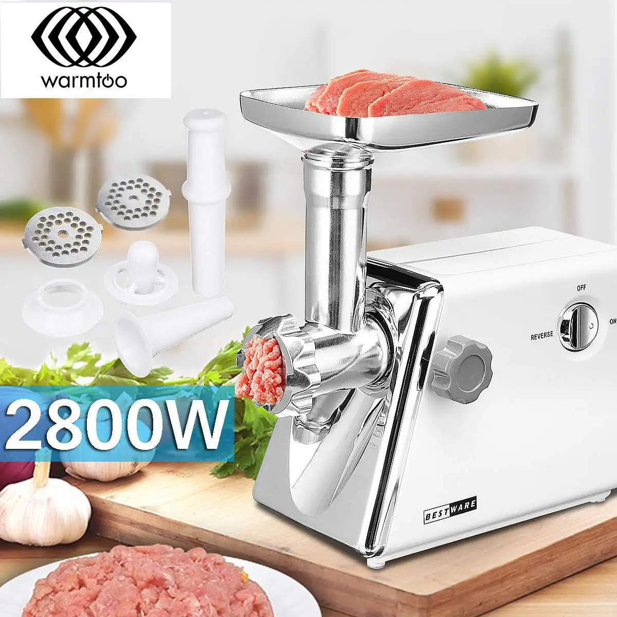 Warmtoo 2800 Вт Электрическая Мясорубка электрическая мясорубка колбаса машина мясорубка ломтерезка 220 В для кухонного инструмента шлифовальная плита