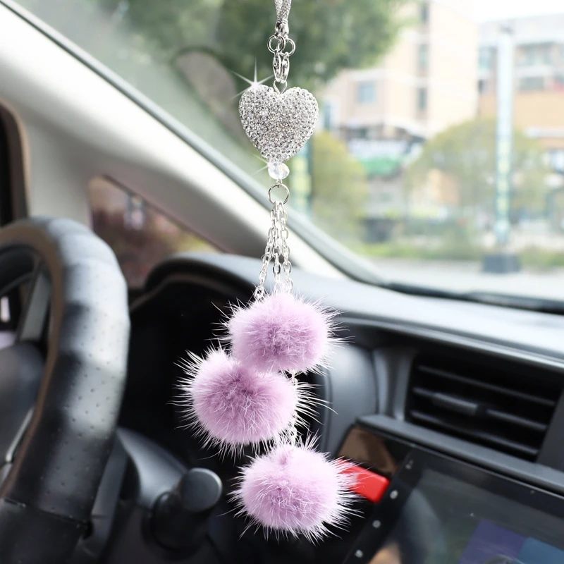 

Car Accessories Products Car Rearview Mirror Crystal Heart Pendant Bling Car Mirror Accessories Dropship