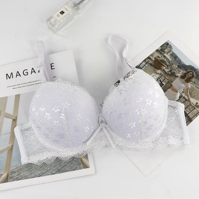 Beauwear Сексуальное белье чашечки B C плотные бюстгальтеры пуш-ап бюстгальтер из цветочного кружева нижнее белье 3/4 чашки для большой груди Для женщин 85, 90, 95, 100 - Цвет: C15-White