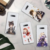 genshin impact phone case transparent for samsung galaxy a71 a21s s8 s9 s10 plus note 20 ultra