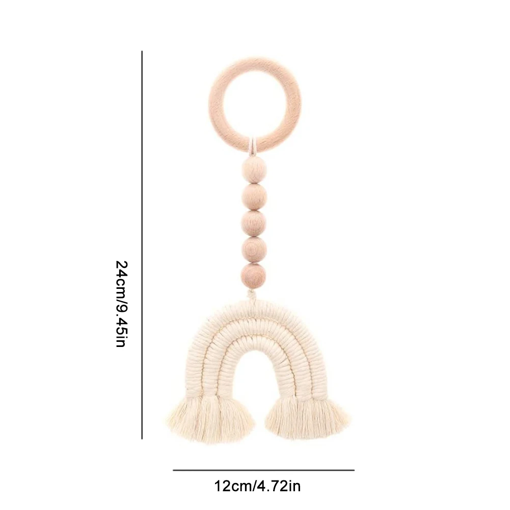 

Nordic Handmade Woven Cotton Rope Rainbow Macrame Tapestry Decoration Tassels Wooden Bead Garland String Wall Hanging Decor