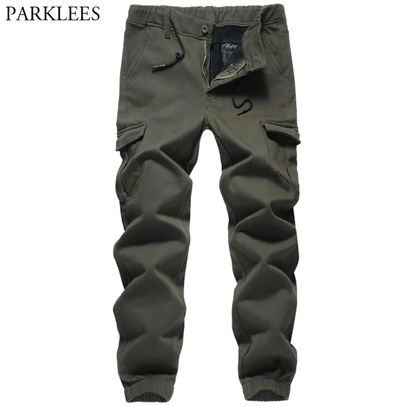 Брюки карго мужские армейские зеленые бархатные брюки Homme хлопок большой карман