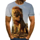 Лев тигр мужская футболка 3D печатных Harajuku топы с забавными животными футболка с графикой повседневные Круглый воротник рубашка уличной моды