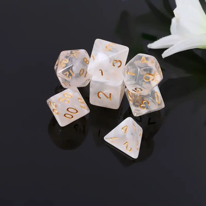 2021 Новинка 7 шт./компл. прозрачные двусторонние игральные кости D4 D6 D8 D10 D12 D20 для