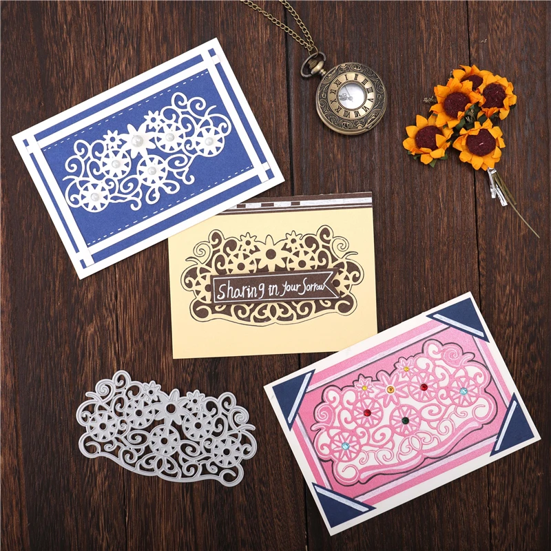 

YaMinSanNiO Lace Wedding Invitation Cutting Die Scrapbooking Craft for DIY Paper Cards Making Metal Die Cut New Home Decorative