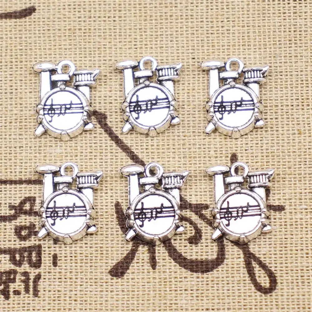

Earrings Accessories Charms For Jewelry Making 16x14x4mm Drum Kit Charms Antique Silver Color 40pcs