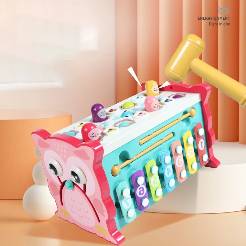 

Baby Ducational Learning Toy Play Whac-a-mole Toy Eight-in-one Multifunctional Fishing Drag Montessori Toy Early Kids Gift