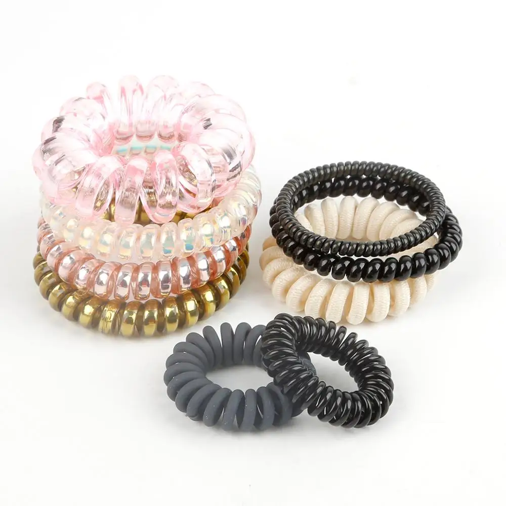Fashion Telephone Wire Elastic Silicone Rubber Bands Spring Gum Hair Donut Hairband Accessories Cintillos Women Girls 12 Styles images - 6