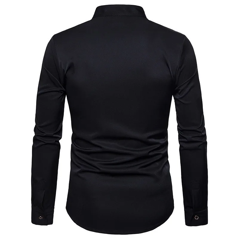Men Fashion Shirts Palace Embroidery Long Sleeve Muslim Tops Shirt Saudi Arabic Blouse Men Autumn Clothing Islamic Black Casual