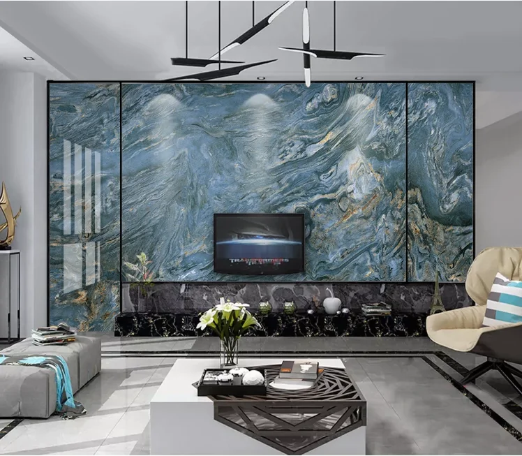 Синяя мраморная настенная бумага ткань декор стен картина большие фотографии
