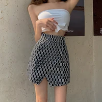 women mini short skirts high waist slit print skirt a line summer fashion cute kawaii skirt