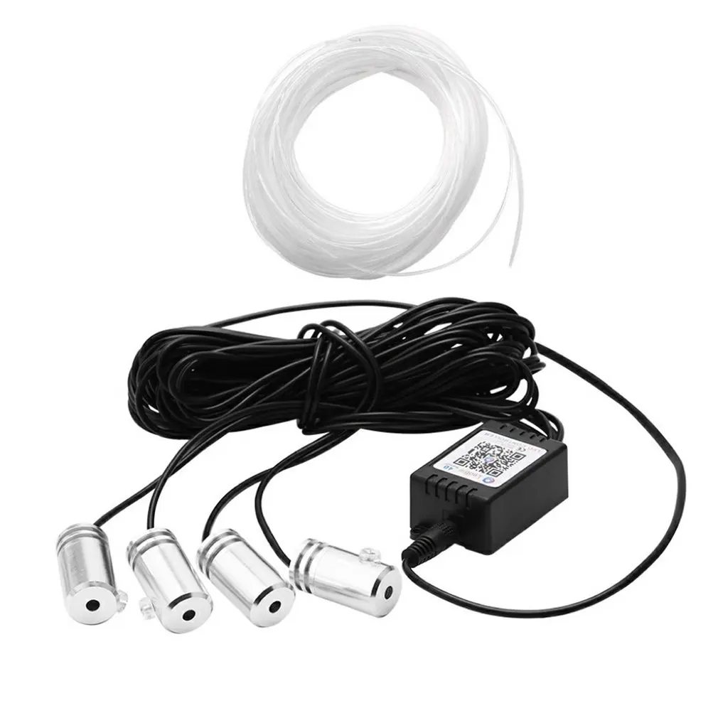 

6 In 1 RGB LED Atmosphere Car Light Interior Ambient Light Fiber Optic StriLight By App Control DIY Music 8M Fiber Optic Band