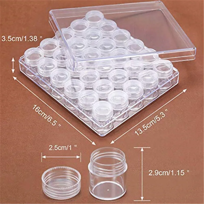 

30 Lots Diamond Storage Box Transparent Plastic Travel Case 30 Bottles for Beads Accessories Mask Cream Plaster