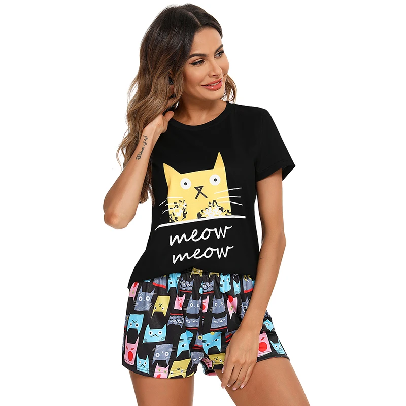 

Summer Female Pajamas Sets Thin Laides Short Sleeve Pyjamas Suit Women Ventilation Home Clothes Milk Silk Women Cute Sleepwear