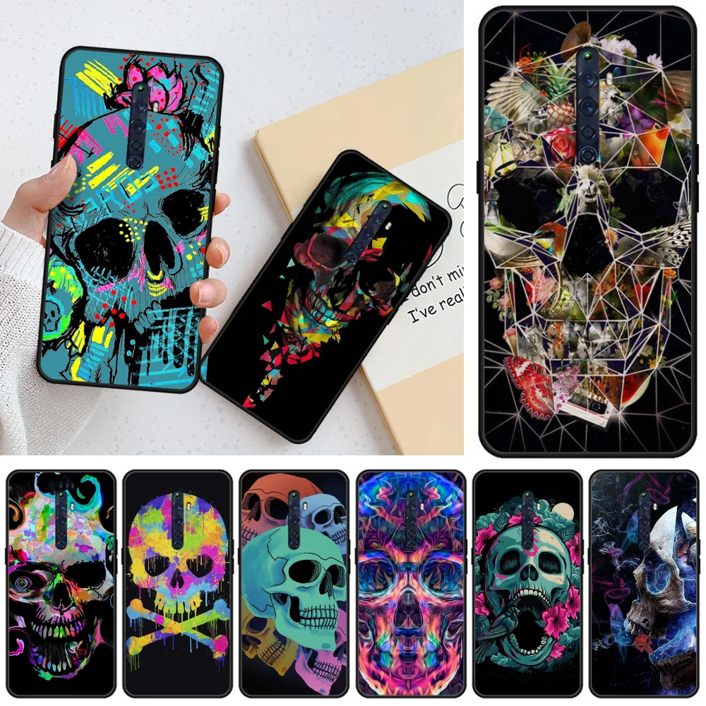 

OFFeier Skull tide avant-garde rock Phone Case For OPPO RENO 2Z R15pro R17pro Realme 2 2pro 3 3pro 5 5pro C2