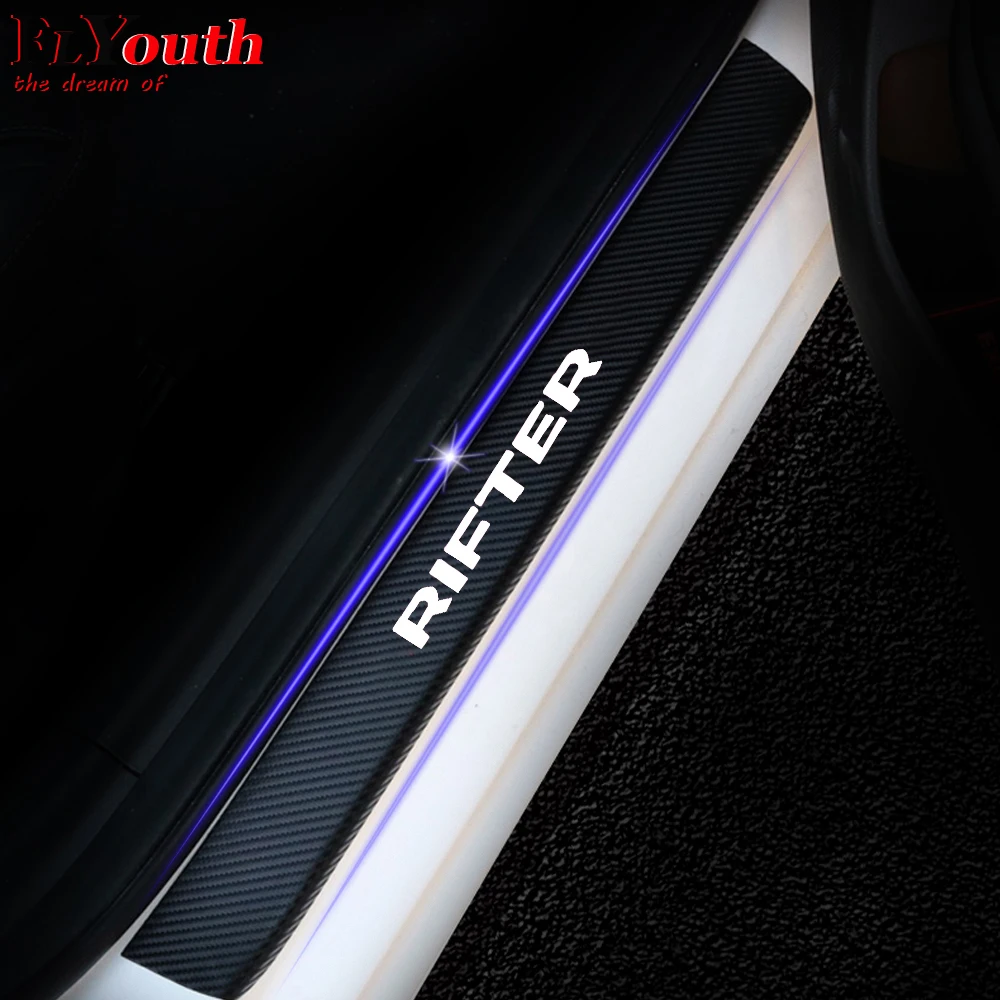 

Car Door Sill Scuff Plate Cover For Peugeot Rifter Door Threshold Guard 4D Carbon Fiber Vinyl Sticker Car Accessories 4Pcs