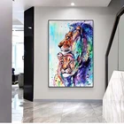 Картина на холсте для семьи Wild Lion, постеры и принты на стену, цветная Настенная картина с животными для домашнего декора гостиной